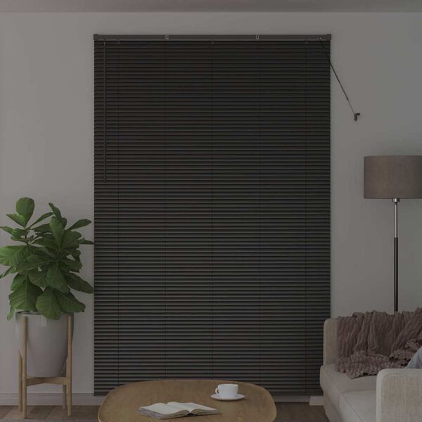 vidaXL Fensterjalousie mit Vorh&auml;ngen Schwarz Aluminium