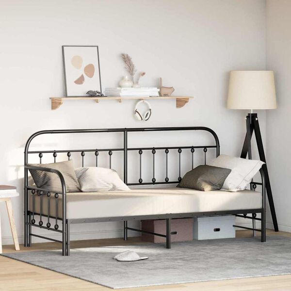 vidaXL Tagesbettrahmen Schwarz 80 x 200 cm Pulverbeschichteter Stahl