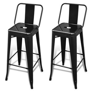 vidaXL Barhocker 2 Stk. Schwarz Stahl