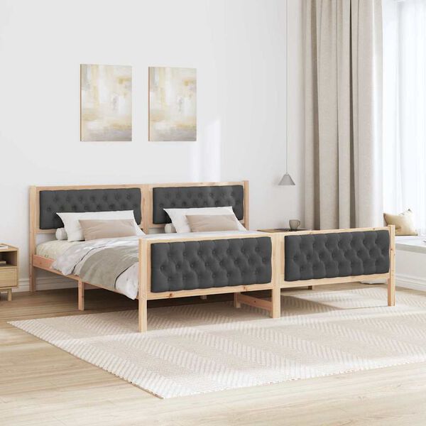 vidaXL Bettrahmen Dunkelgrau 200 x 200 cm Massives Kiefernholz