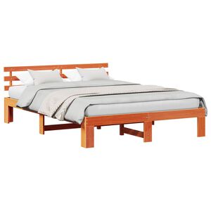 vidaXL Bettrahmen Wachsbraun 140 x 200 cm Massives Kiefernholz