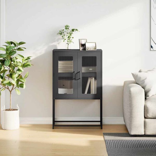 vidaXL Highboard Schwarz 68x39x107 cm Stahl