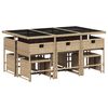 vidaXL 11-tlg. Garten-Essgruppe mit Kissen Beige Poly Rattan