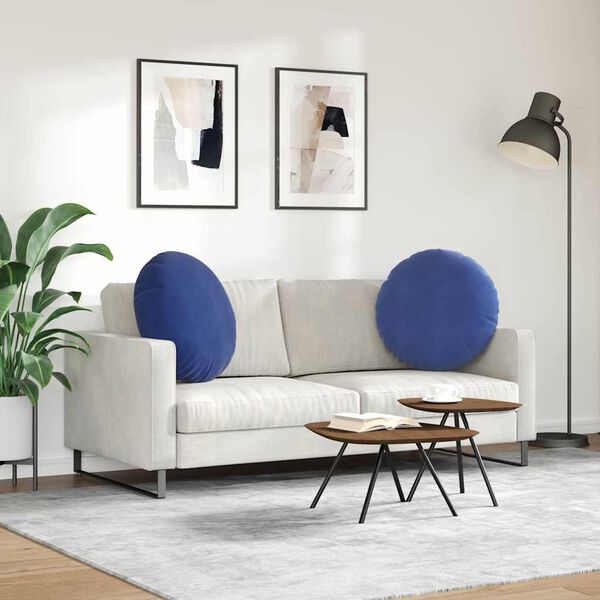 vidaXL Sitzkissen 2 St&uuml;ck Polizeiblau &Oslash; 80 x 29 cm Samt