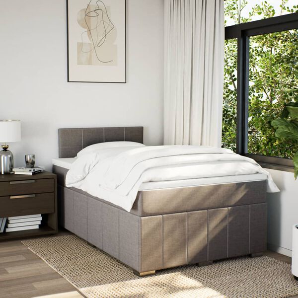 vidaXL Boxspringbett mit Matratze Taupe 120x190 cm Stoff