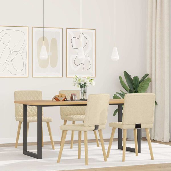 vidaXL Esszimmerst&uuml;hle 4 Stk. Creme Stoff