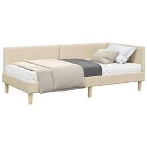 vidaXL Eckbettgestell mit Matratze Sonstiges 2 pcs Creme Stoff