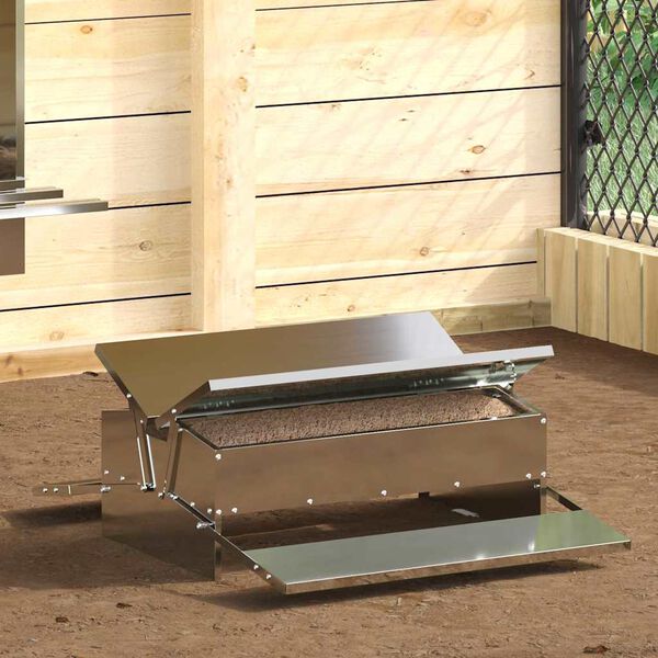 vidaXL H&uuml;hnertretfeeder Silber 75 x 53 x 20,5 cm Verzinkter Stahl