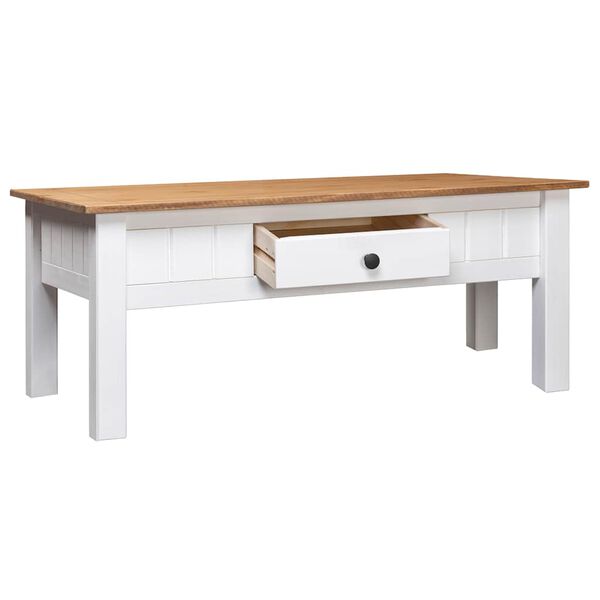 vidaXL Couchtisch Wei&szlig; 100x60x43,5 cm Massivholz Panama-Kiefer