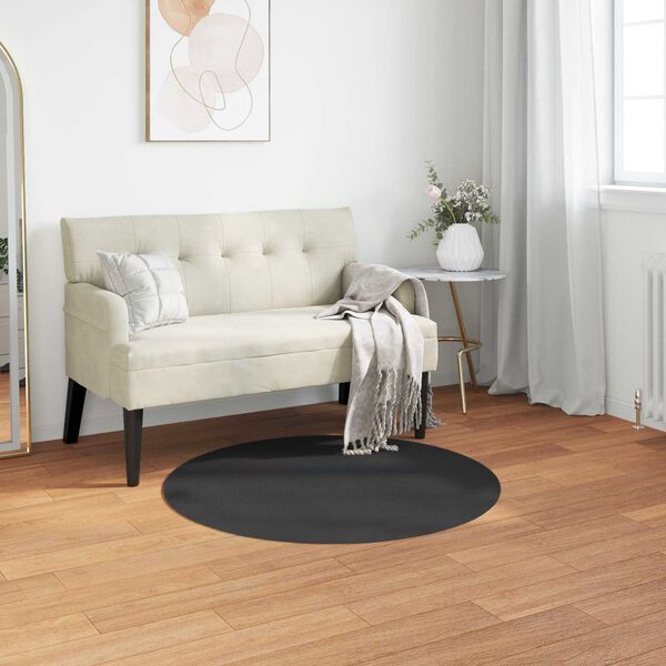 vidaXL Kunstfell Hasen Teppich Olite Schwarz &Oslash; 100 cm Polyester