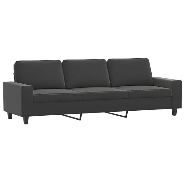 vidaXL 3-Sitzer-Sofa mit Hocker Dunkelgrau 210 cm Mikrofasergewebe