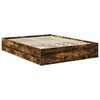 vidaXL Bettrahmen Ger&auml;ucherte Eiche 150 x 200 cm Ingenieurs Holz