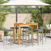 vidaXL 7-tlg. Gartenbar-Set Grau Massivholz Akazie und Poly Rattan