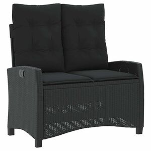 vidaXL Gartenbank Verstellbar mit Kissen Schwarz Poly Rattan