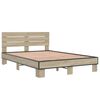 vidaXL Bettgestell Sonoma-Eiche 135x190 cm Holzwerkstoff und Metall