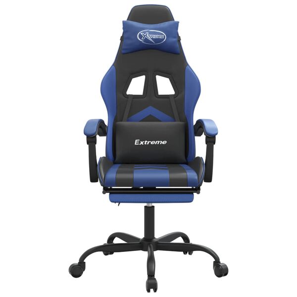 vidaXL Gaming-Stuhl mit Fu&szlig;st&uuml;tze Schwarz und Blau Kunstleder