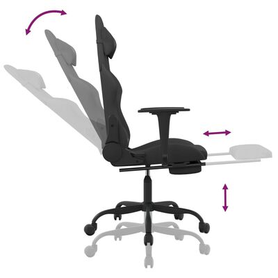 vidaXL Gaming-Stuhl mit Massage & Fußstütze Schwarz Stoff