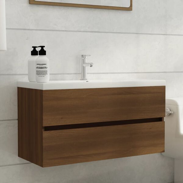 vidaXL Waschbeckenunterschrank Eichen-Optik 90x38,5x45cm Holzwerkstoff