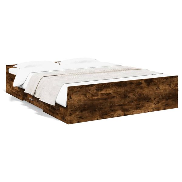 vidaXL Bettgestell mit Schubladen R&auml;uchereiche 150x200cm Holzwerkstoff