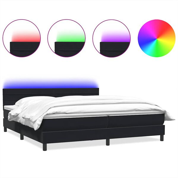 vidaXL Boxspringbett mit Matratze & LED Schwarz 200x220 cm Samt