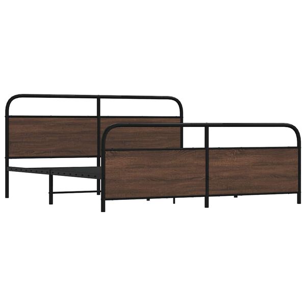 vidaXL Metallbett ohne Matratze Braun Eichen-Optik 180x200 cm