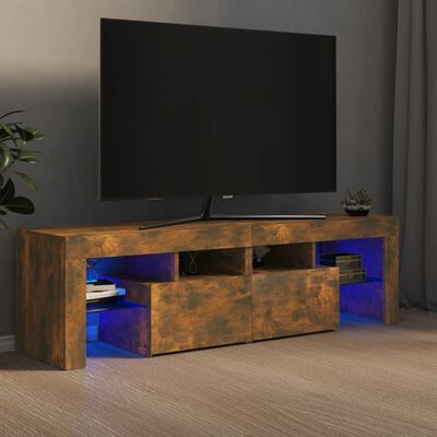 vidaXL TV-Schrank mit LED-Leuchten Räuchereiche 140x36,5x40 cm