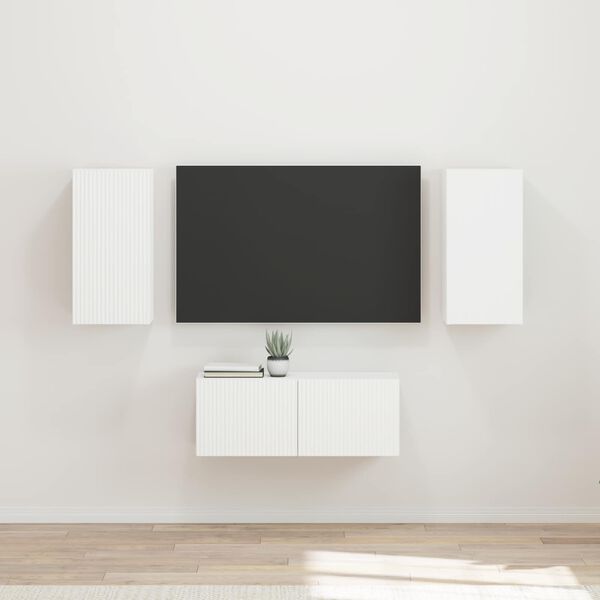 vidaXL TV-Schrankset Wandmontiert 6 pcs Wei&szlig; Holzwerkstoff