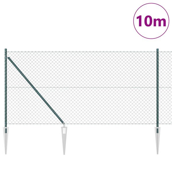 vidaXL Zaunpfosten Gr&uuml;n 10 x 1 m (40 x 40 mm Maschen) Stahl und PVC