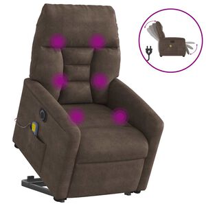 vidaXL Massagesessel Aufstehhilfe Elektrisch Braun Mikrofasergewebe