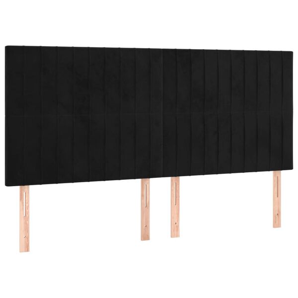 vidaXL LED Kopfteil Schwarz 160x5x118/128 cm Samt