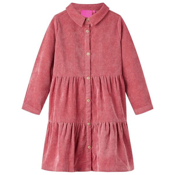 Kinderkleid mit Langen &Auml;rmeln Cord Altrosa 140