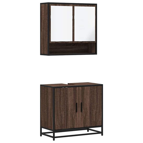 vidaXL 2-tlg. Badm&ouml;bel-Set Braun Eichen-Optik Holzwerkstoff