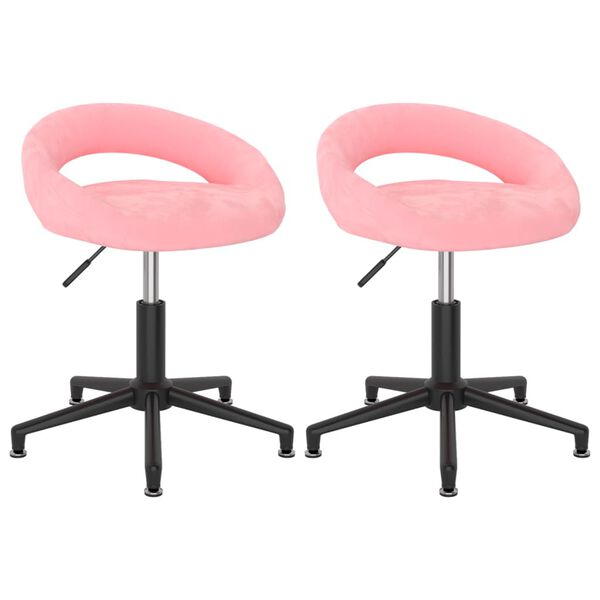vidaXL Esszimmerst&uuml;hle 2 Stk. Drehbar Rosa Samt