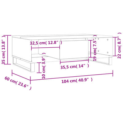 vidaXL Couchtisch Grau Sonoma 104x60x35 cm Holzwerkstoff