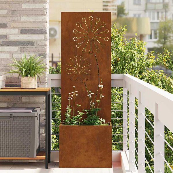 vidaXL Garten Sichtschutz-Leinwand Rostig 50 x 140 cm Wetterfeststahl