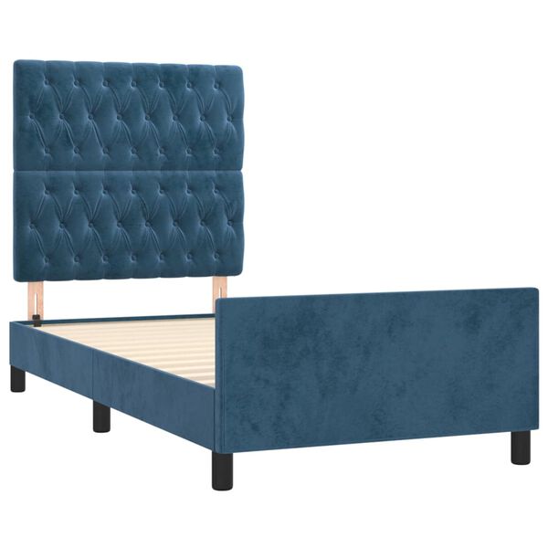 vidaXL Bettgestell ohne Matratze Dunkelblau 90x200 cm Samt