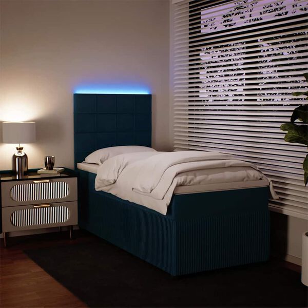 vidaXL Boxspringbett mit Matratze Blau 80x200 cm Samt