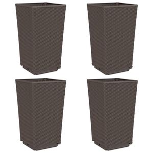 vidaXL Pflanzk&uuml;bel 4 Stk. Braun 32,5x32,5x57 cm PP