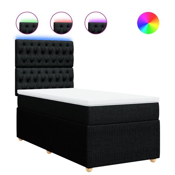 vidaXL Boxspringbett mit Matratze Schwarz 80x200 cm Stoff