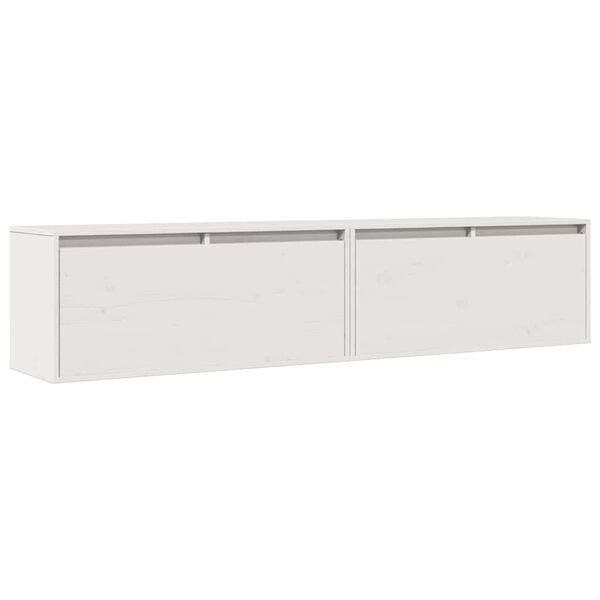 vidaXL Wandschr&auml;nke 2 Stk. Wei&szlig; 80x30x35 cm Massivholz Kiefer