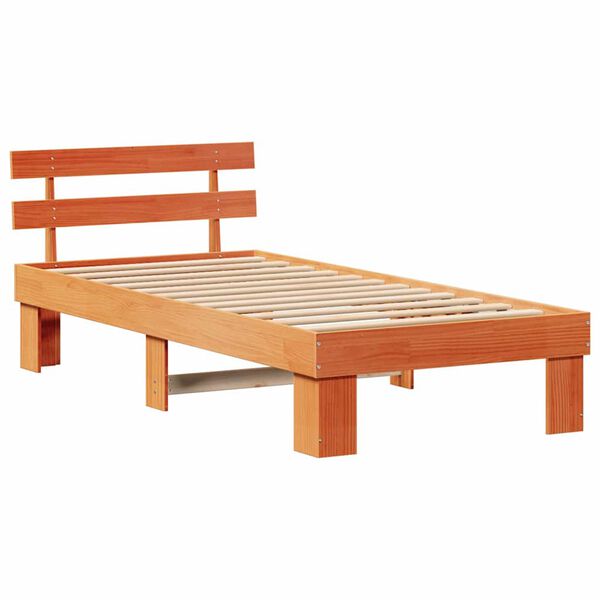 vidaXL Bettrahmen Wachsbraun 90 x 190 cm Massives Kiefernholz