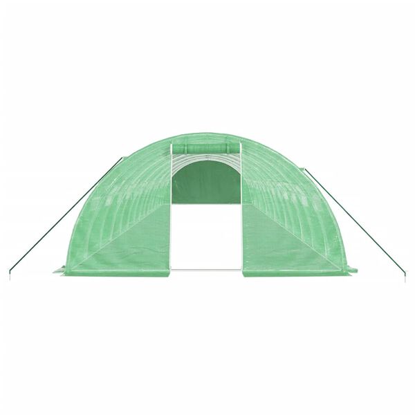 vidaXL Gew&auml;chshaus mit Stahlrahmen Gr&uuml;n 56 m&sup2; 14x4x2 m