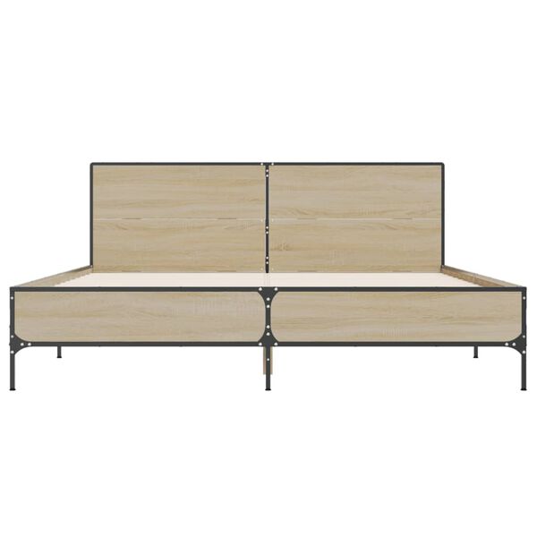 vidaXL Bettgestell Sonoma-Eiche 140x200 cm Holzwerkstoff und Metall