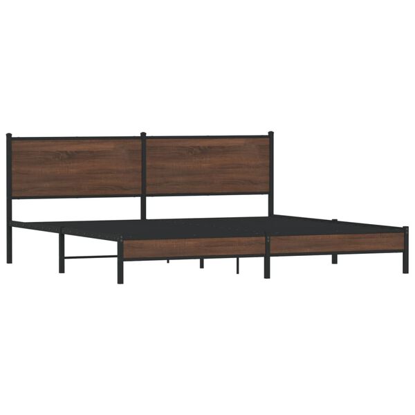 vidaXL Metallbett ohne Matratze Braun Eichen-Optik 193x203 cm
