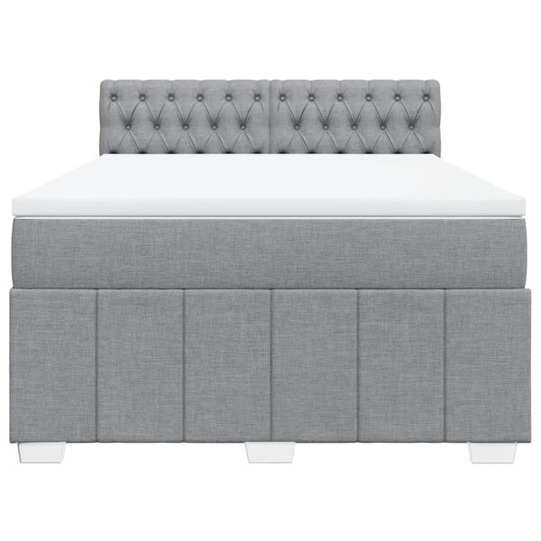 vidaXL Boxspringbett mit Matratze Hellgrau 140x200 cm Stoff