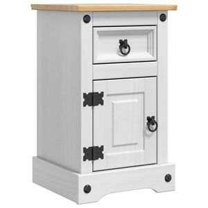 vidaXL Nachttisch Corona Wei&szlig; 35 x 32,5 x 58 cm Massives Kiefernholz
