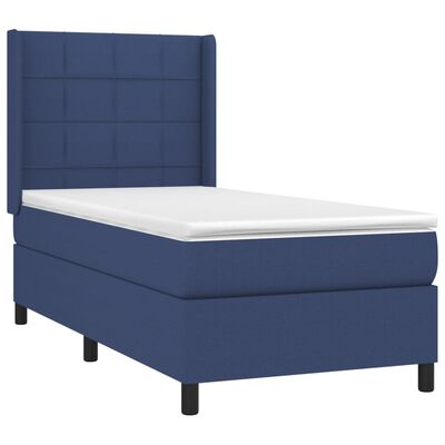 vidaXL Boxspringbett mit Matratze Blau 80x200 cm Stoff