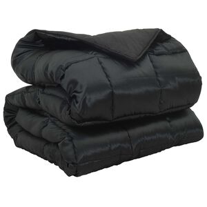 vidaXL Winterbettdecke Schwarz 135 x 200 cm Satin und Mikrofaser