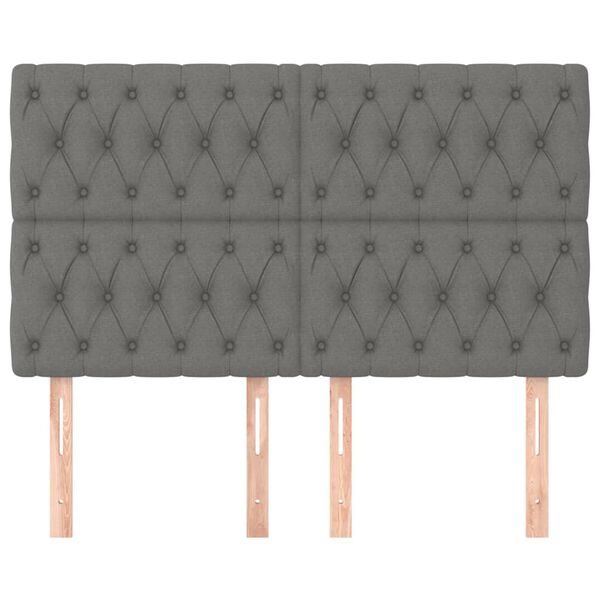 vidaXL Kopfteil Dunkelgrau 144 x 7 x 118/128 cm Stoff
