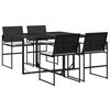 vidaXL 5-tlg. Garten-Essgruppe mit Kissen Schwarz Poly Rattan